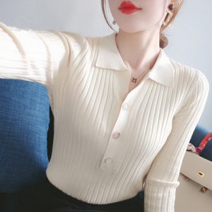 Knits | Womens Polo Long-Sleeved Shirt Clothing Knits