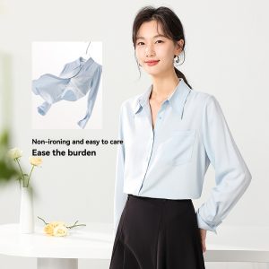 Shirts & Tops | Womens Blouse With Stand-Up Collar Clothing Shirts & Tops