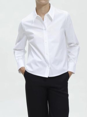 Shirts & Tops | Womens Cotton Poplin Blouse Clothing Shirts & Tops