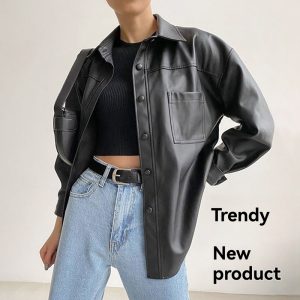 Shirts & Tops | Womens Leather Shirt Clothing Shirts & Tops