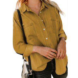 Shirts & Tops | Womens Premium Linen Long Sleeve Button Through Shirt Clothing Shirts & Tops