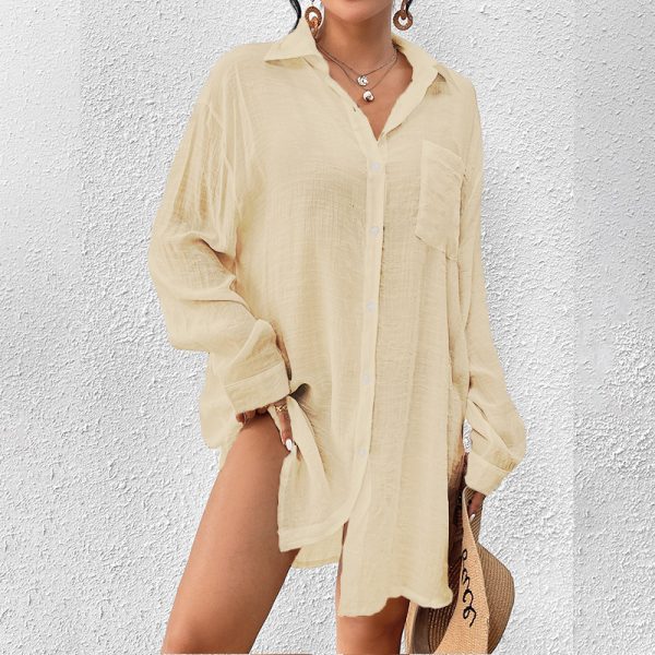 Shirts & Tops | Womens Premium Linen Long Sleeve Button Through Shirt Clothing Shirts & Tops