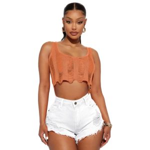 Shirts & Tops | Womens Santorini Sun Crochet Top Clothing Shirts & Tops